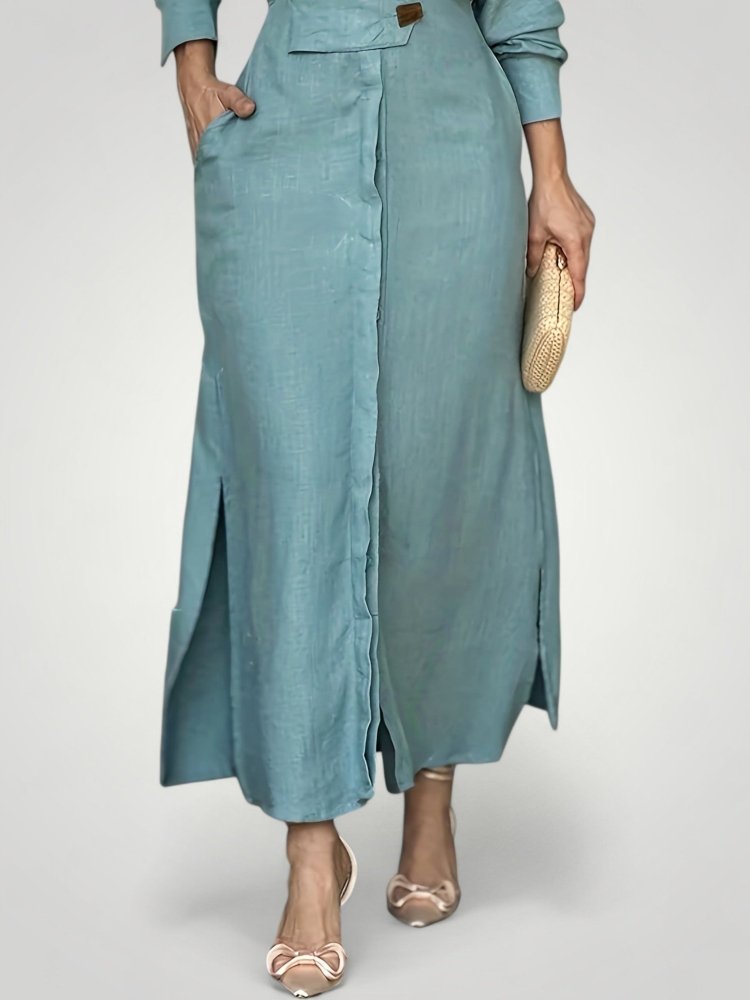 Robe Élégante Femme à Manches Longues avec Col V