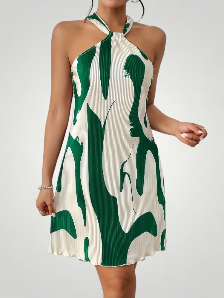 Robe Halter Femme Géométrique Élégante