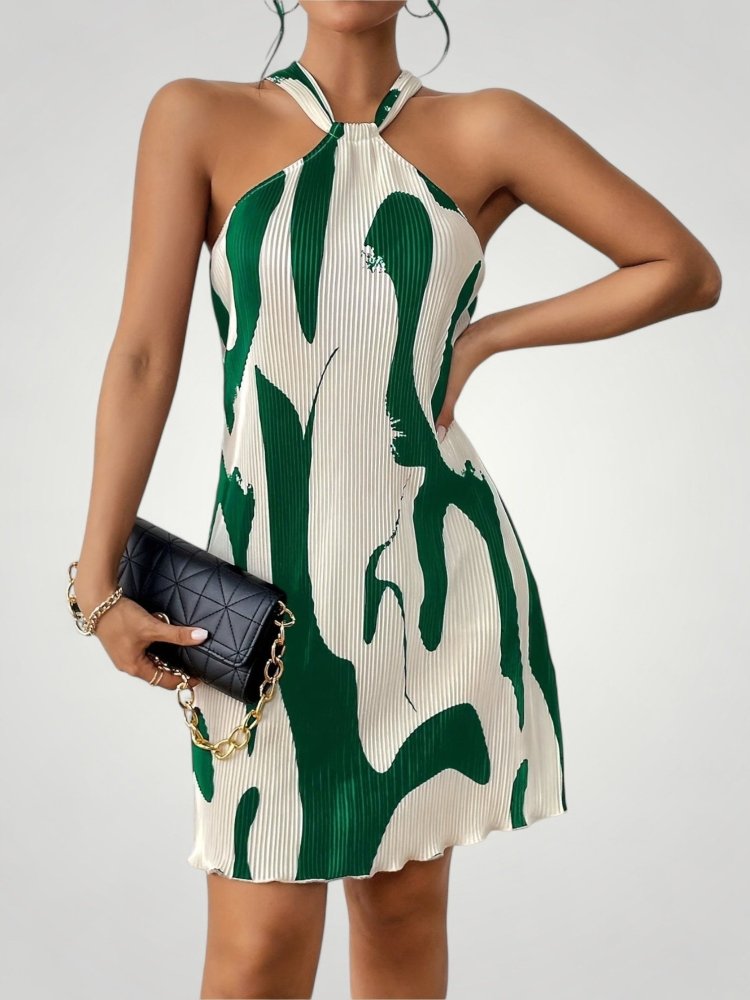 Robe Halter Femme Géométrique Élégante