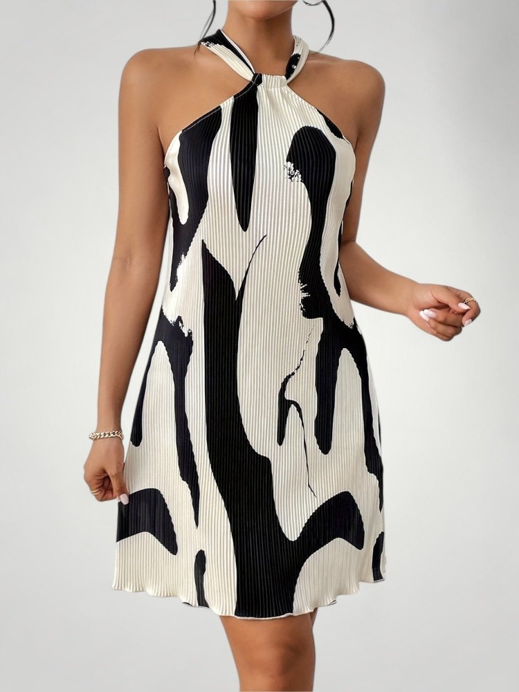 Robe Halter Femme Géométrique Élégante