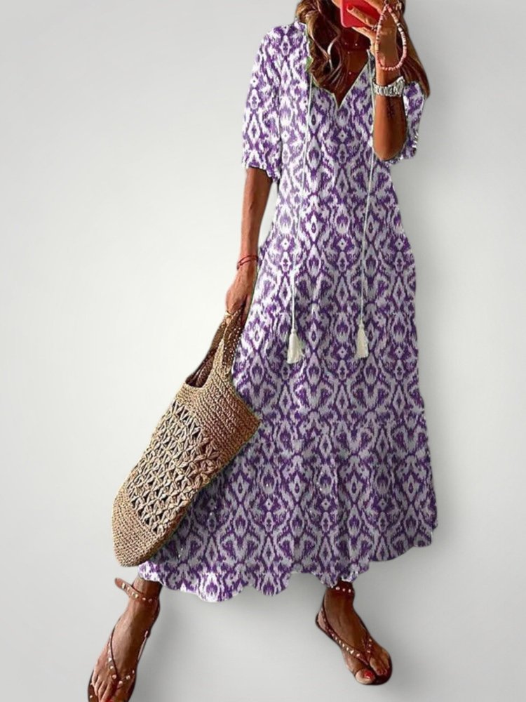 Robe Longue Femme Évasée Élégante et Confortable