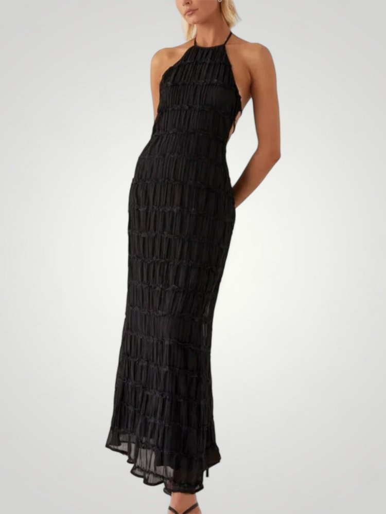Robe Longue Femme Élégante à Col Halter