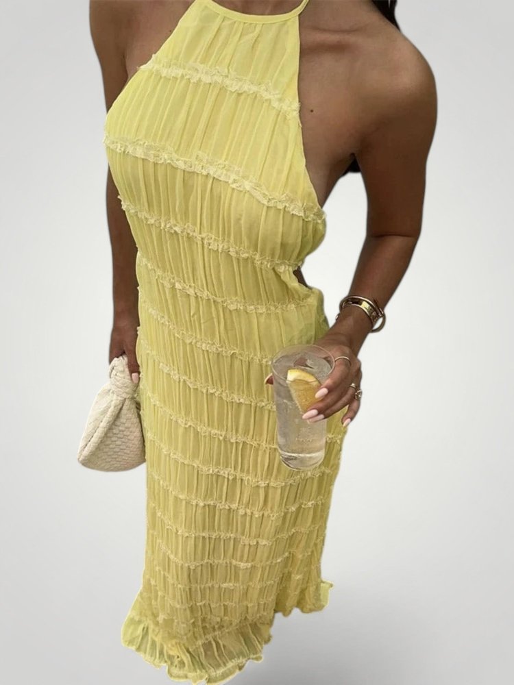 Robe Longue Femme Élégante à Col Halter
