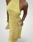 Robe Longue Femme Élégante à Col Halter
