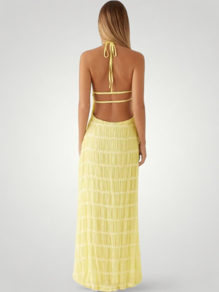 Robe Longue Femme Élégante à Col Halter