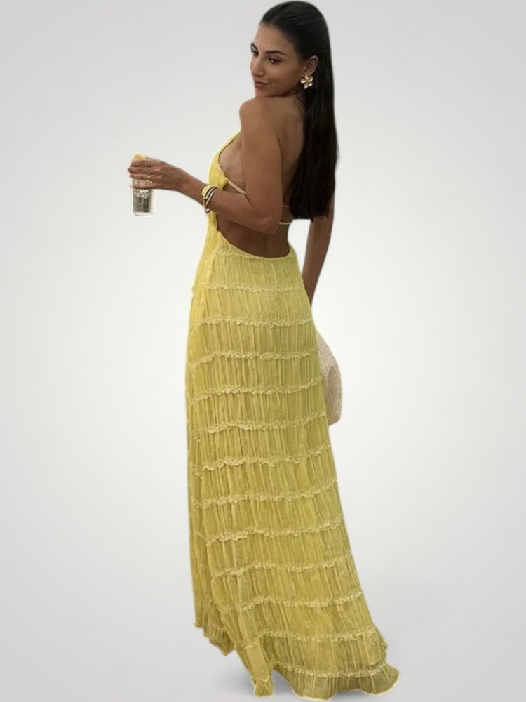 Robe Longue Femme Élégante à Col Halter