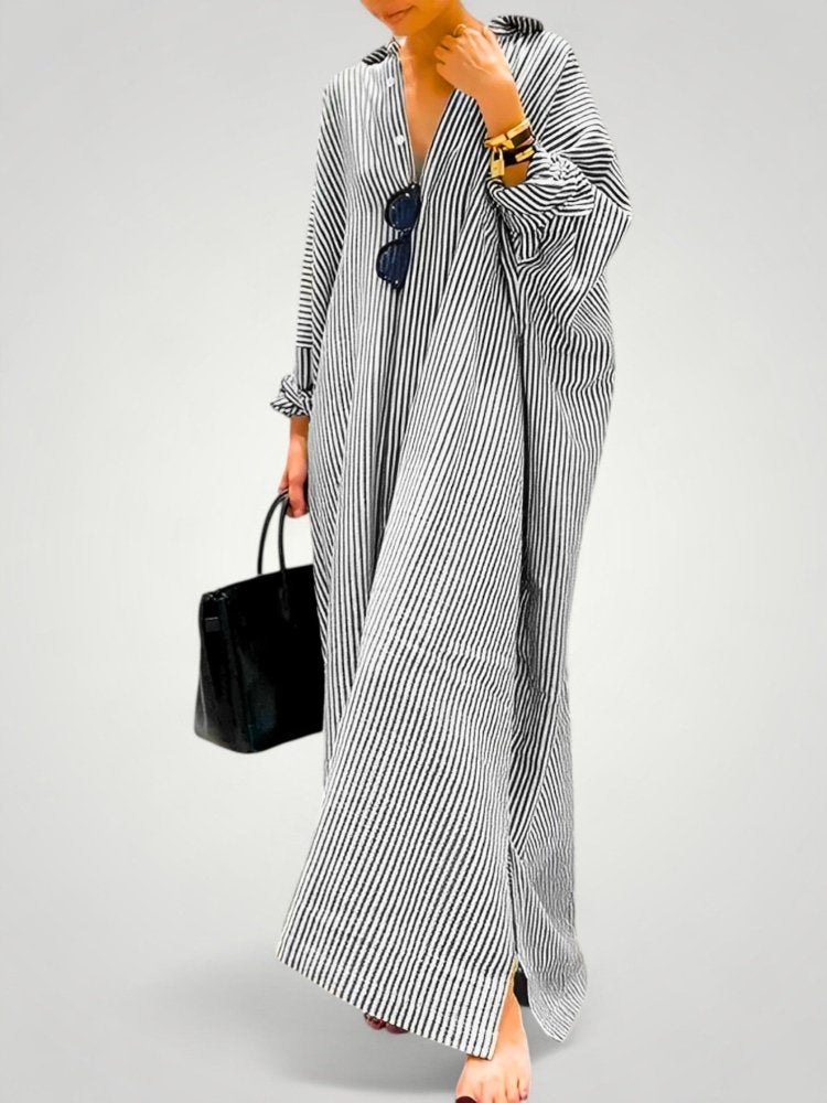 Robe Longue Femme Élégante avec Manches Chic
