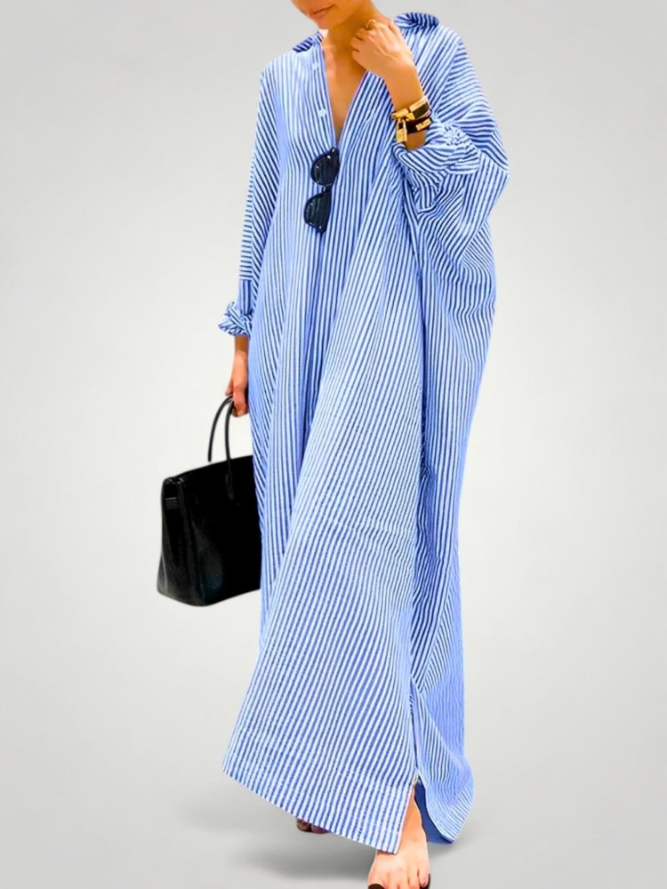 Robe Longue Femme Élégante avec Manches Chic