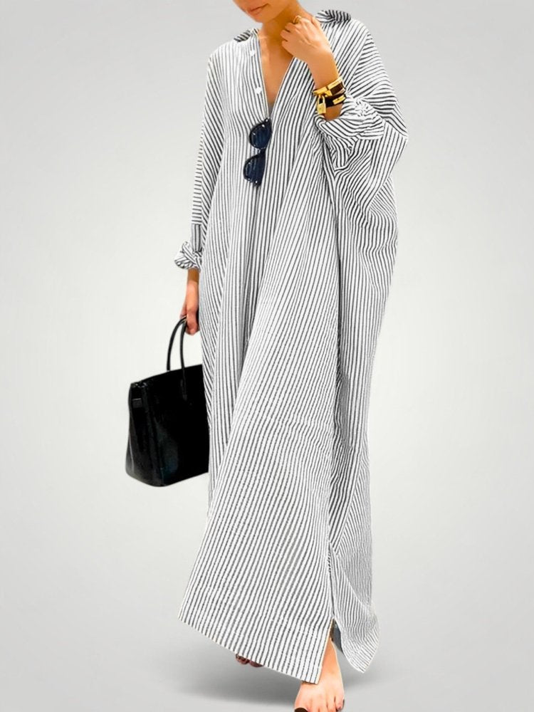Robe Longue Femme Élégante avec Manches Chic