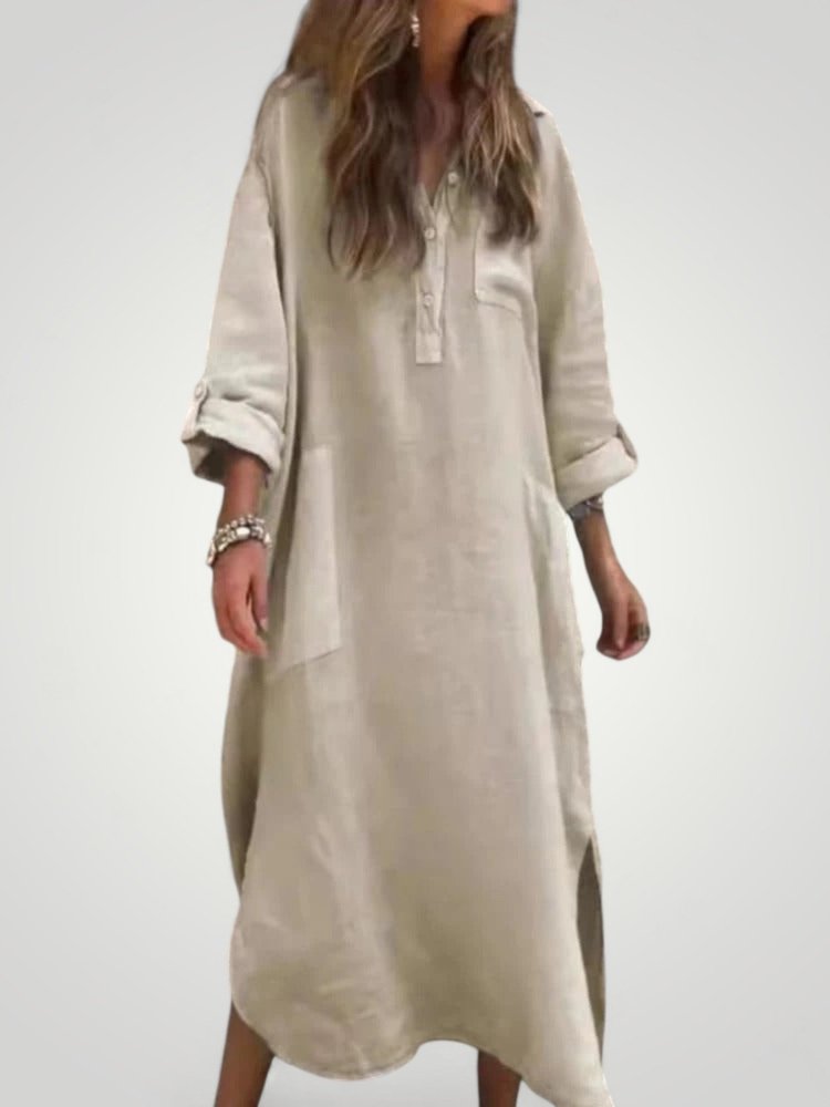 Robe Longue Femme Élégante à Manches Confortables