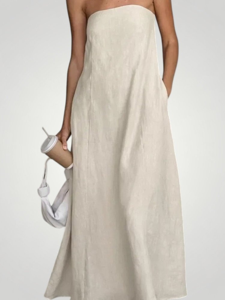 Robe Maxi Décontractée Femme Sans Bretelles