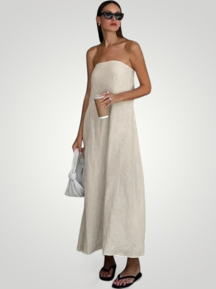 Robe Maxi Décontractée Femme Sans Bretelles