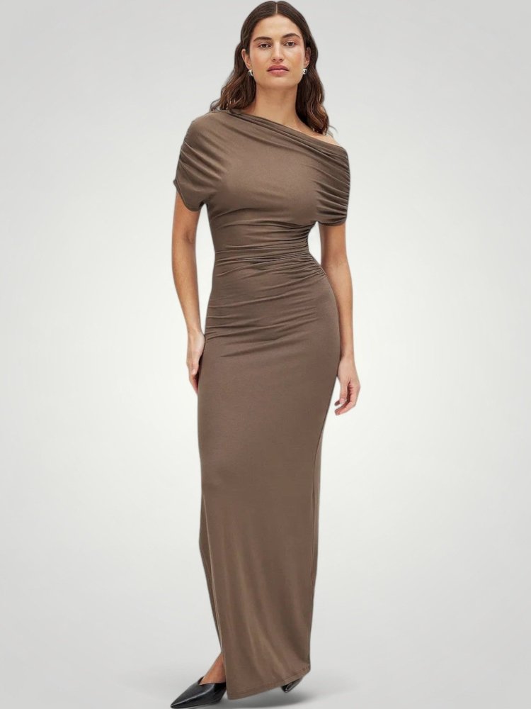 Robe Maxi Femme Élégante à Épaules Dénudées