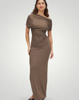 Robe Maxi Femme Élégante à Épaules Dénudées
