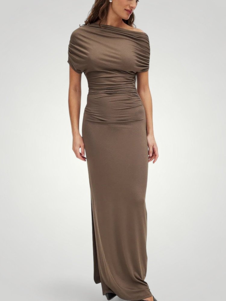 Robe Maxi Femme Élégante à Épaules Dénudées