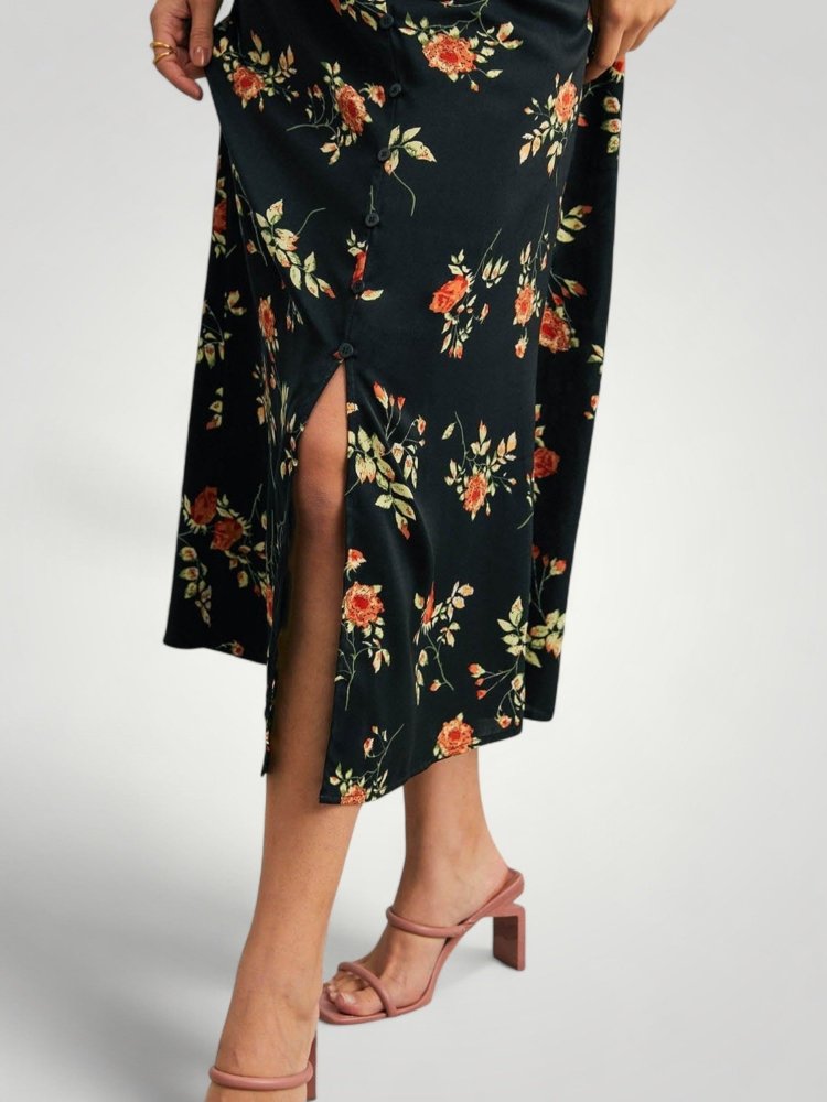 Robe Maxi Fleurie Femme Élégante à Col V