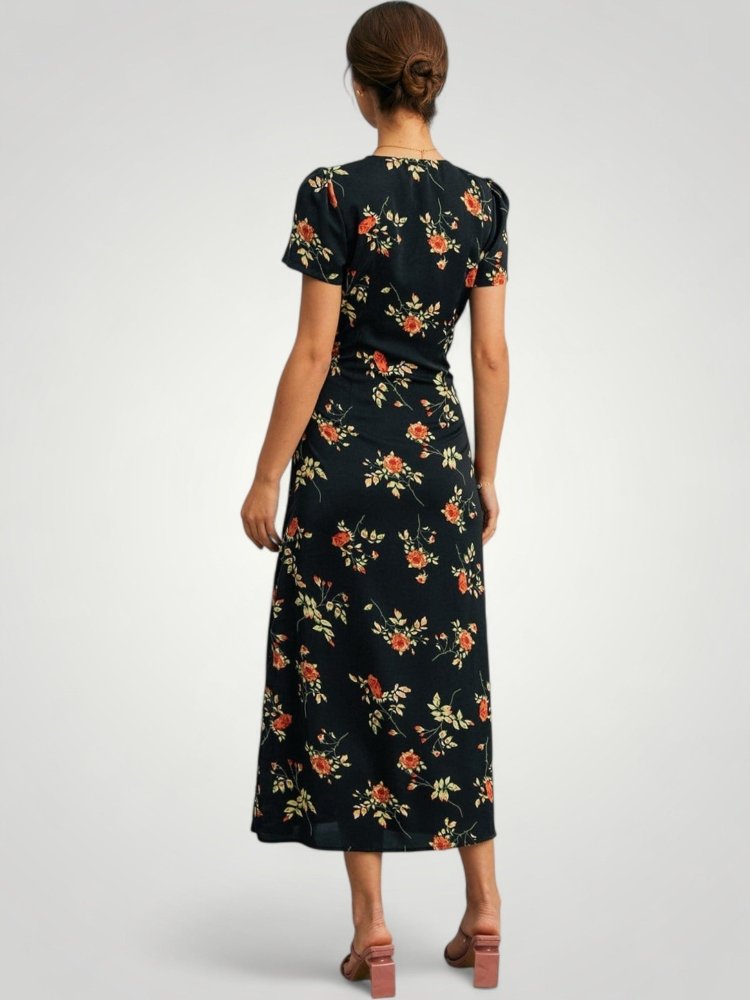 Robe Maxi Fleurie Femme Élégante à Col V