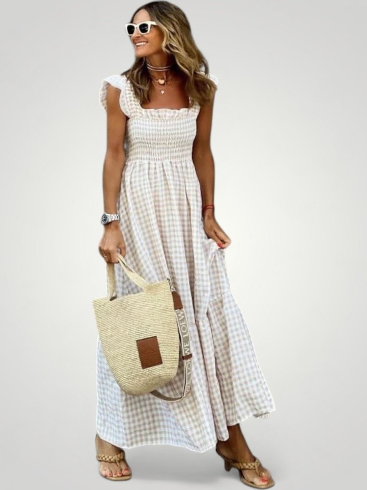Robe Maxi Gingham Femme Élégante et Aérée