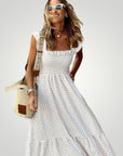 Robe Maxi Gingham Femme Élégante et Aérée