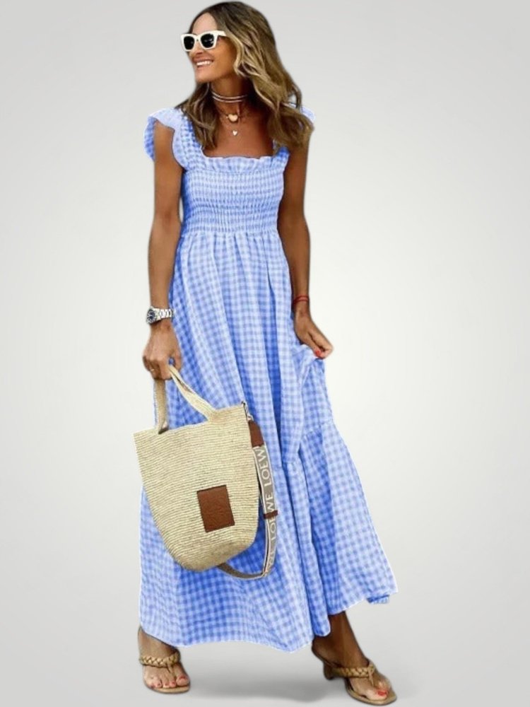 Robe Maxi Gingham Femme Élégante et Aérée