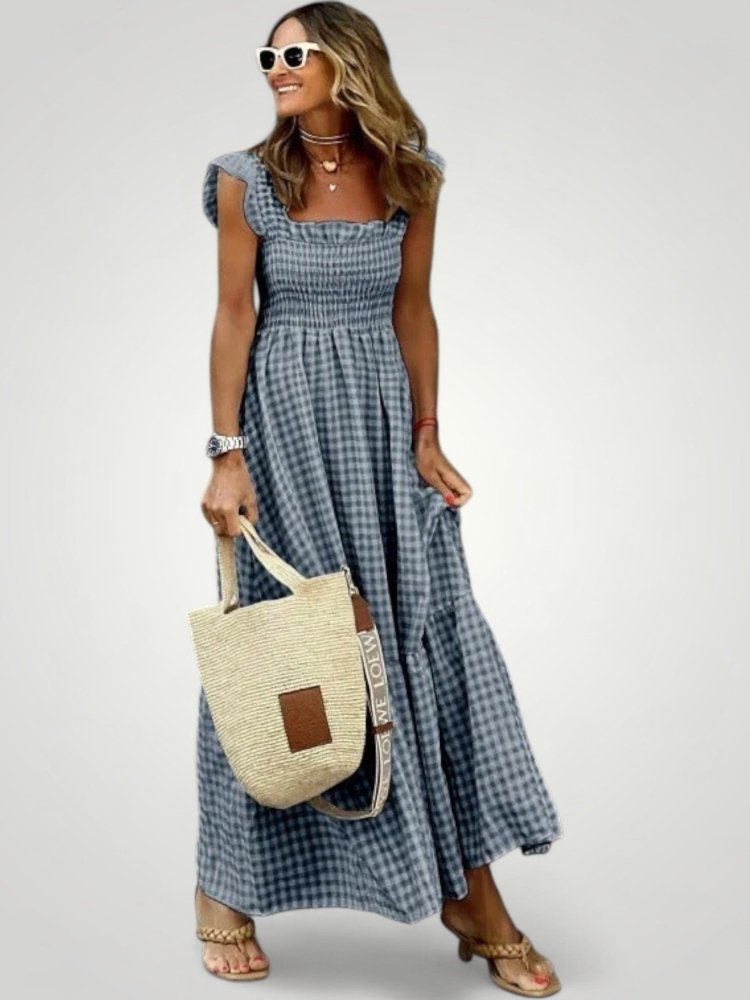 Robe Maxi Gingham Femme Élégante et Aérée