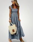 Robe Maxi Gingham Femme Élégante et Aérée