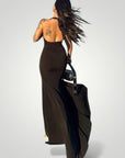 Robe Maxi Halter Femme Élégante avec Fente