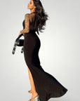 Robe Maxi Halter Femme Élégante avec Fente