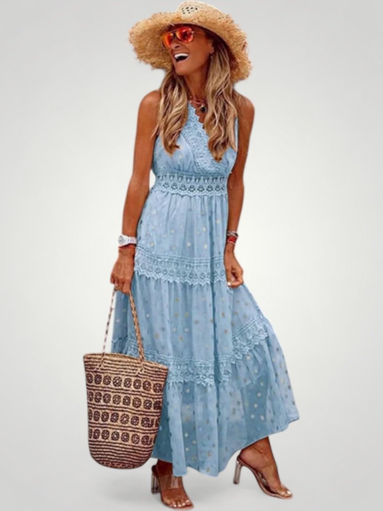 Robe Maxi Moulante Femme d’Été Sans Manches