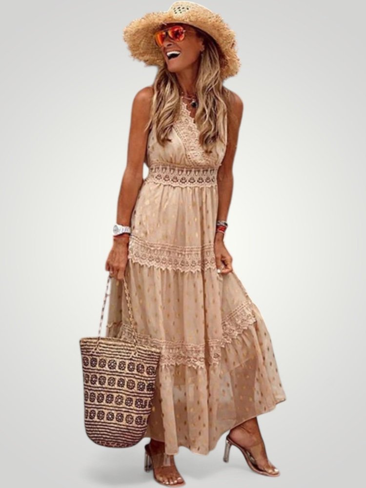 Robe Maxi Moulante Femme d’Été Sans Manches