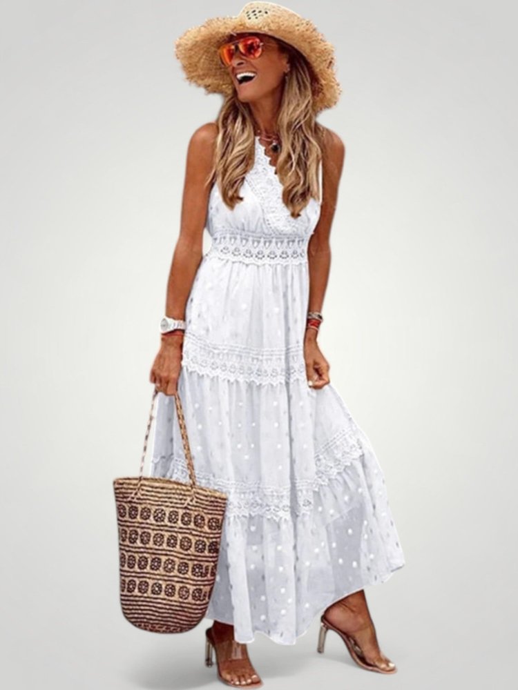 Robe Maxi Moulante Femme d’Été Sans Manches