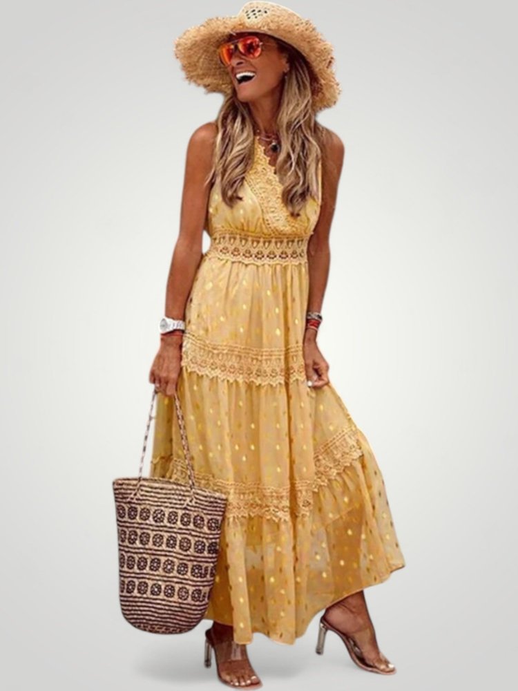 Robe Maxi Moulante Femme d’Été Sans Manches