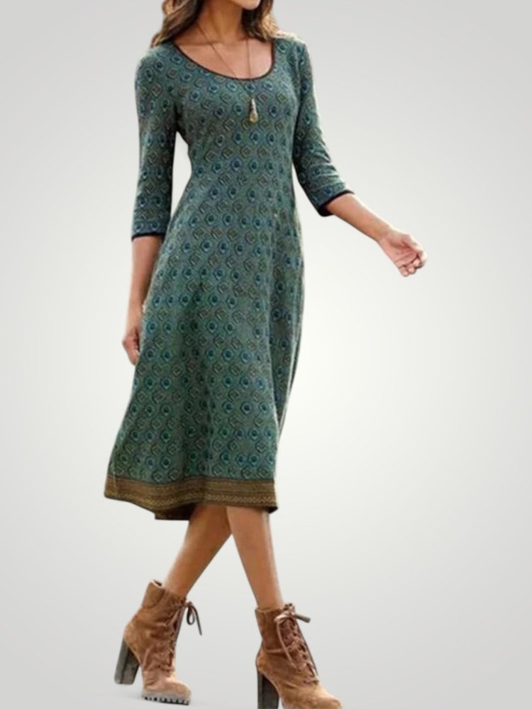 Robe Midi Femme A-Ligne Élégante et Aérée