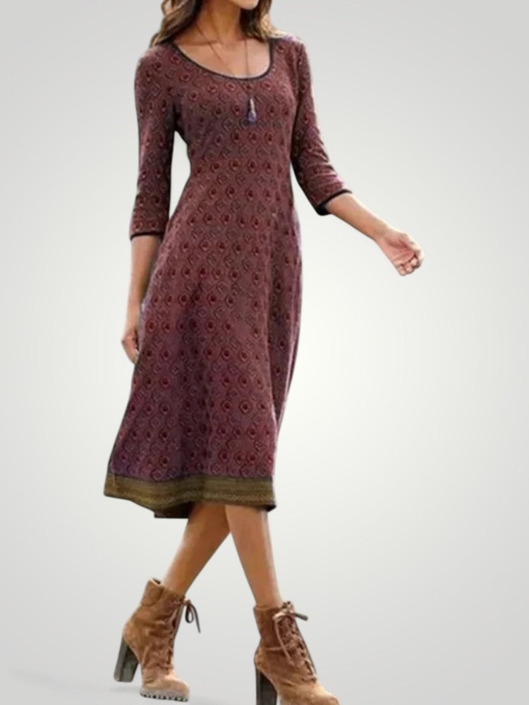 Robe Midi Femme A-Ligne Élégante et Aérée
