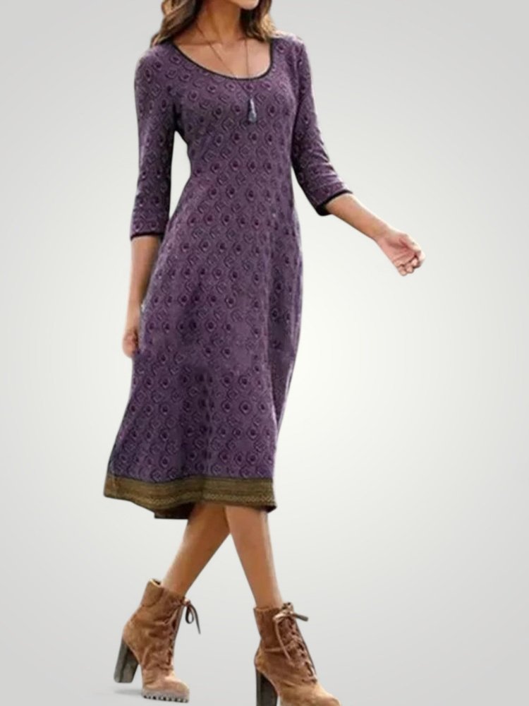 Robe Midi Femme A-Ligne Élégante et Aérée