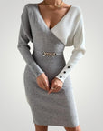 Robe Midi Femme Chic à Col V Confortable