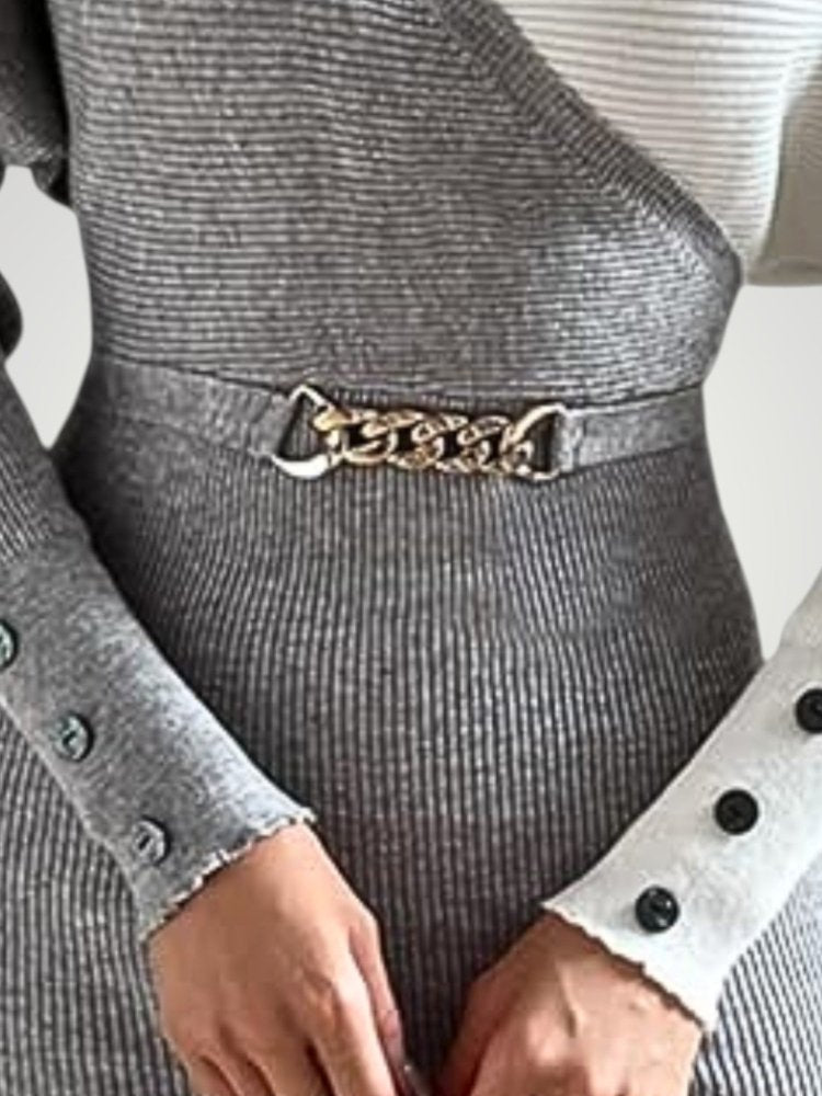 Robe Midi Femme Chic à Col V Confortable