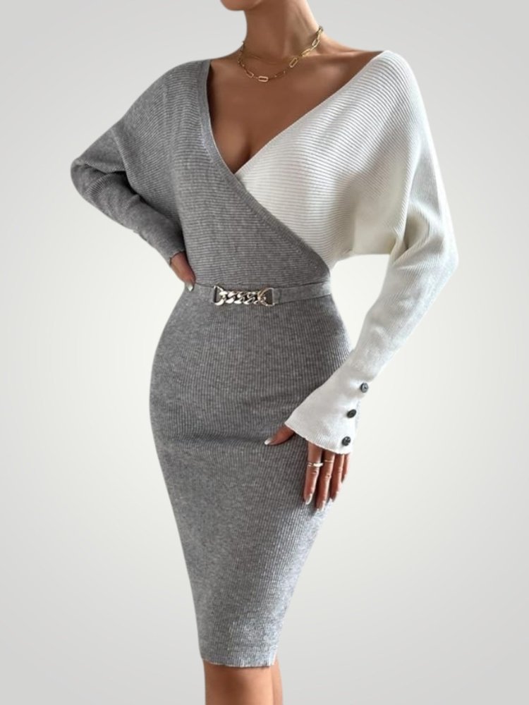 Robe Midi Femme Chic à Col V Confortable