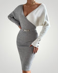 Robe Midi Femme Chic à Col V Confortable