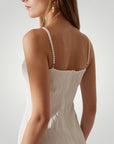 Robe Midi Femme Élégante à Effet Ondulé
