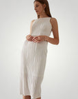 Robe Midi Femme Élégante à Effet Ondulé