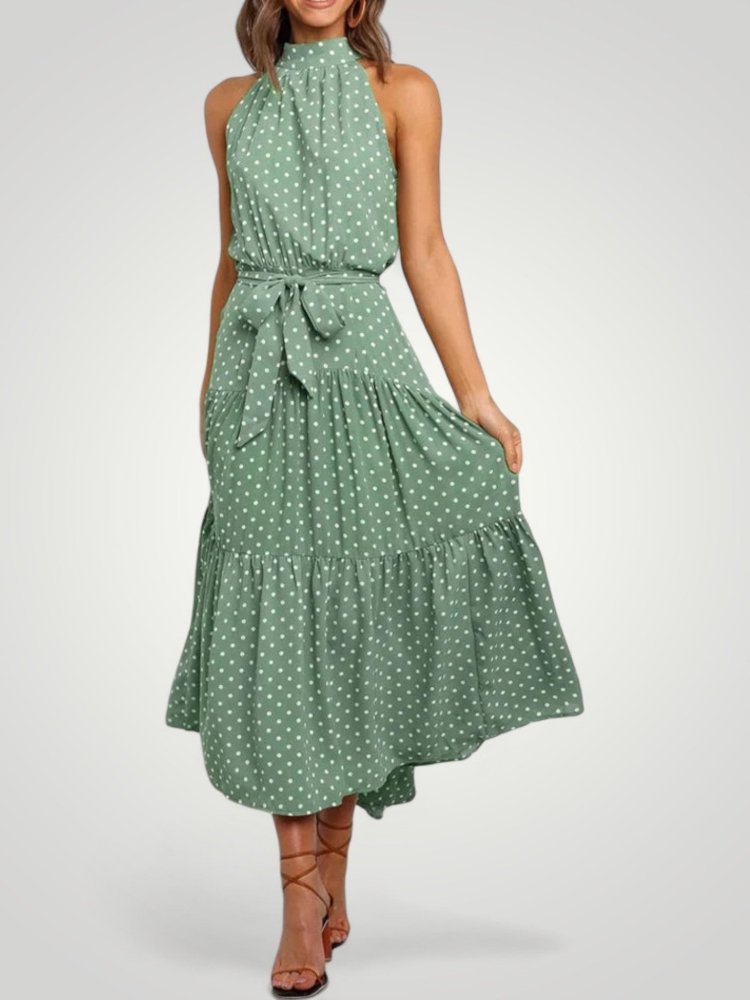Robe Midi Femme Élégante à Pois Confortable