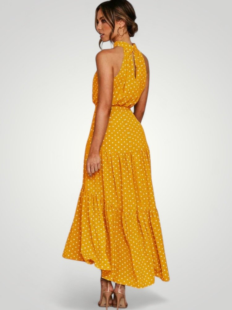 Robe Midi Femme Élégante à Pois Confortable