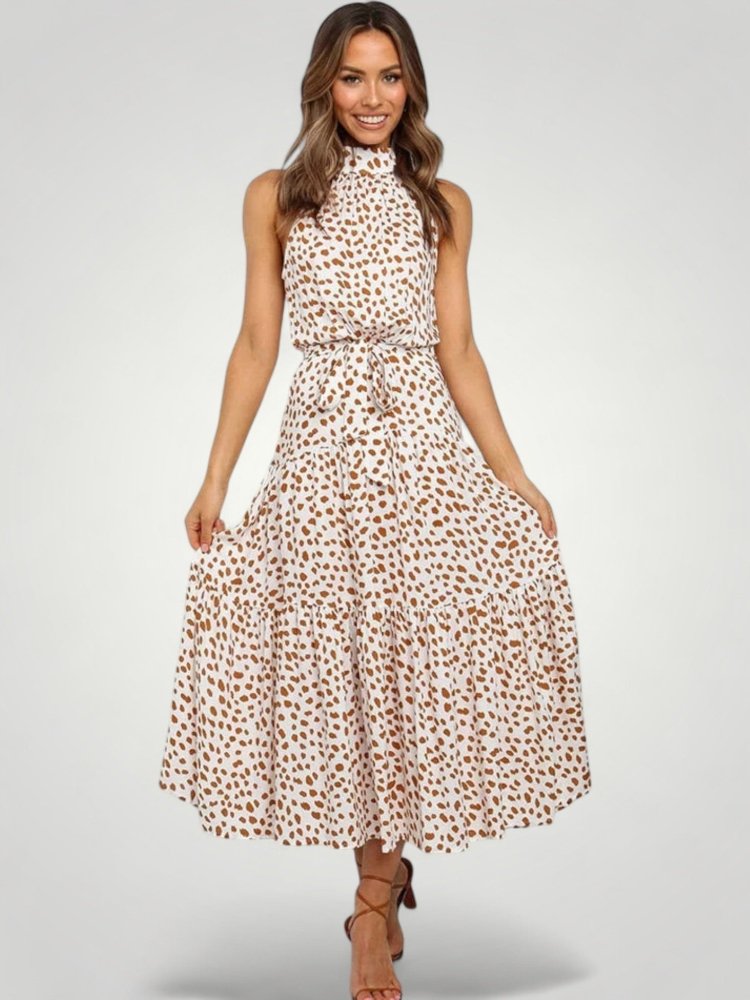 Robe Midi Femme Élégante à Pois Confortable