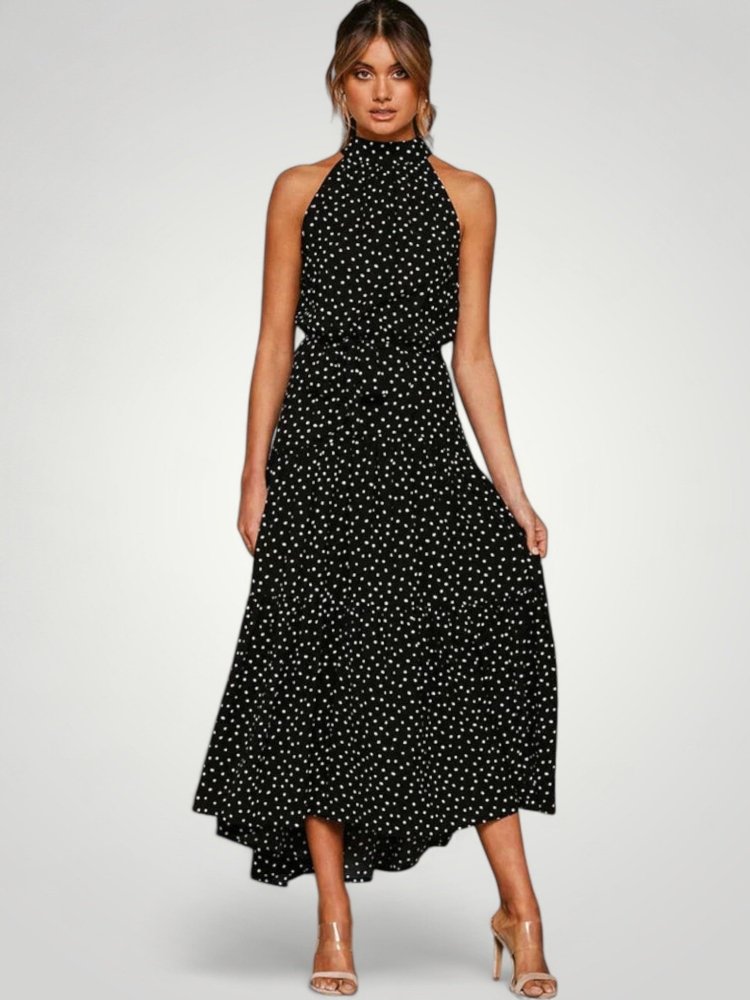 Robe Midi Femme Élégante à Pois Confortable