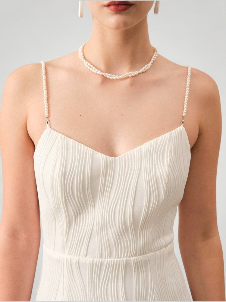 Robe Midi Femme Élégante avec Détails en Perles