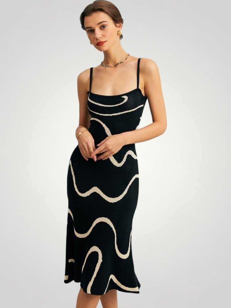 Robe Midi Femme Élégante Sirène Noire