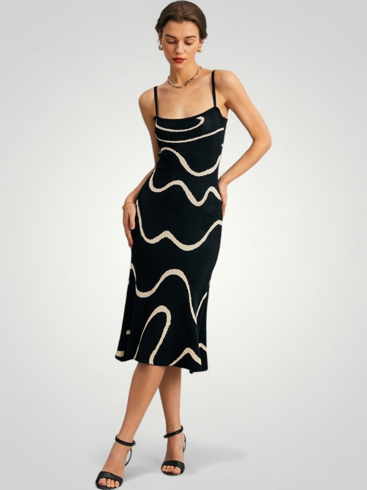 Robe Midi Femme Élégante Sirène Noire