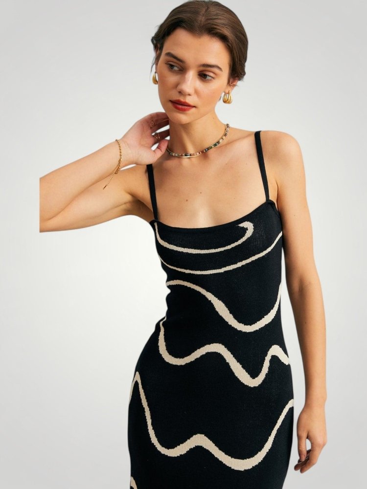 Robe Midi Femme Élégante Sirène Noire