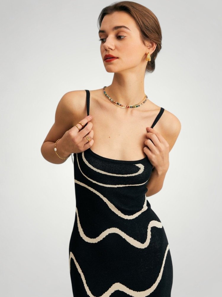 Robe Midi Femme Élégante Sirène Noire